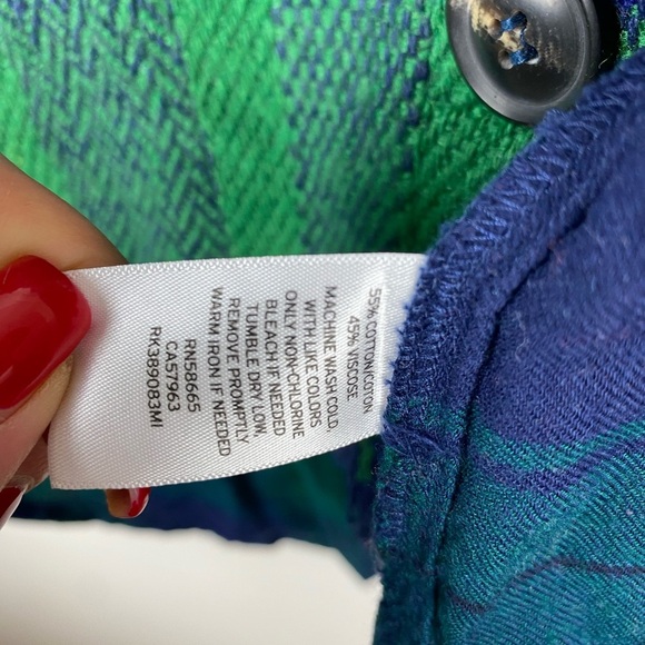 J.O.A SET Plaid Fray Hem Mini Skirt. S small Green/blue abound plaid shirt - Picture 13 of 13